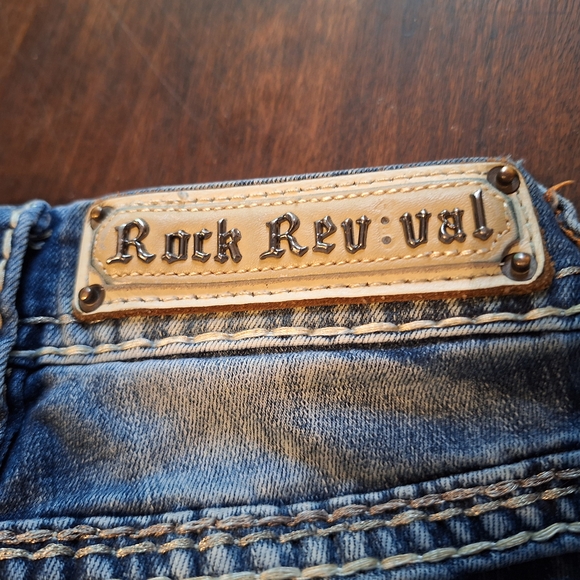 Rock Revival Kaylla Blue Boot Cut Embellished Jeans Size 2 Very Good Condition - Picture 4 of 7